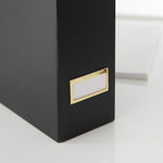 Load image into Gallery viewer, BLU MONACO Foldable Black Magazine File Holder with Gold Label Holder - Set of 6 Cardboard Magazine File Boxes Desk File Organizer
