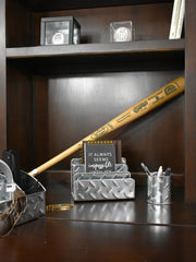 Load image into Gallery viewer, Blu Monaco Chrome Desk Organizer for Men - 4 Piece Desktop Organizer and Accessories Set - Letter - Mail Organizer, Sticky Note Holder, Pen Cup, Magazine File Holder - Galvanized - Chrome Finish
