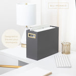 Load image into Gallery viewer, Magazine Basket: Grey Leather Bathroom Magazine Holder - Stylish Modern Magazine Rack and Newspaper Stand, Decorative Floor-Mounted Magazine Holder for Stylish Bathroom Organization, by Blu Monaco
