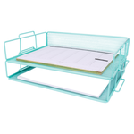 Load image into Gallery viewer, Fontveille Aqua Mesh Paper Tray - Set of 2 - Stylish Mesh Document &amp; Letter Tray for Home &amp; Office
