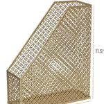Load image into Gallery viewer, Riviera Gold Magazine File Holder - Decorative Magazine Holder for Desk - Metal Magazine Holders for Shelves - Magazine Organizer Bin - Book Holder and File Boxes
