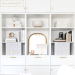 Load image into Gallery viewer, BLU MONACO Set of 4 Elegant Magazine Holders with White Marble Design and Gold Label Holders - Perfect File Holder for Desk, Magazine Storage for Home Office, and Classroom Organization and Storage

