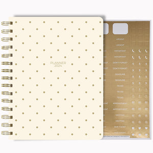 2024 Weekly Planner Small with Gold Polka Dot Design