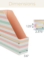 Load image into Gallery viewer, Set of 4 Foldable Magazine Holders in Pastel Stripes – Sturdy Cardboard Vertical Organizers with Label Holders
