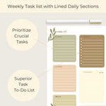 Load image into Gallery viewer, Earth Tones Weekly Notepad – To-Do List Pad with 52 Tear-Off Sheets – Natural Organizer with Calendar, Goals, and Priorities
