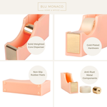 Load image into Gallery viewer, Acrylic Cute Pastel Pink Tape Dispenser – Sleek Desktop Tape Cutter for Office &amp; Home Desk– Smooth Cutting Blade &amp; Non-Slip Base – Fits Standard &amp; Large Rolls
