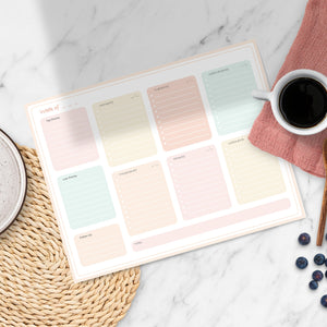 Pastel Border Weekly Planner Notepad – Weekly To-Do List with 52 Tear-Off Sheets – Soft Pastel Weekly Planner Pad with Calendar, Goals, and Priorities