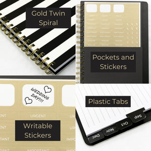 2024 Weekly Planner Small with Black and White Stripe Design