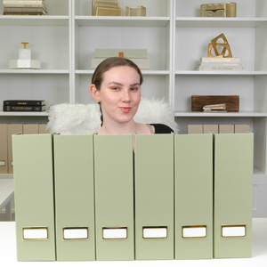 Set of 6 Foldable Magazine File Holders in Earth Green with Label Holders
