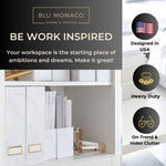 Load image into Gallery viewer, BLU MONACO Set of 4 Elegant Magazine Holders with White Marble Design and Gold Label Holders - Perfect File Holder for Desk, Magazine Storage for Home Office, and Classroom Organization and Storage
