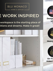 Load image into Gallery viewer, BLU MONACO Set of 4 Elegant Magazine Holders with White Marble Design and Gold Label Holders - Perfect File Holder for Desk, Magazine Storage for Home Office, and Classroom Organization and Storage
