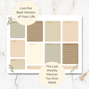 Earth Tones Weekly Notepad – To-Do List Pad with 52 Tear-Off Sheets – Natural Organizer with Calendar, Goals, and Priorities