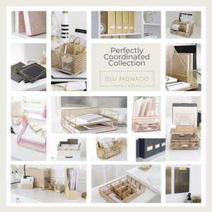 Load image into Gallery viewer, Grey Foldable File Storage Box with Lid, Gold Accents, and Metal Rods - Stylish Organizer for Letter and Legal-Size Hanging File Folders - Portable Office Storage Solution and Decorative File Tote
