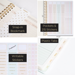 Load image into Gallery viewer, Teacher Planner 2024-2025 Academic Year - Cream Gold Dots Academic Planner 2024-2025 8.5” x 11” - Weekly Monthly Calendar Lesson Planner Gold Spiral Bound July 2024-2025 - 215 Stickers and Bookmark
