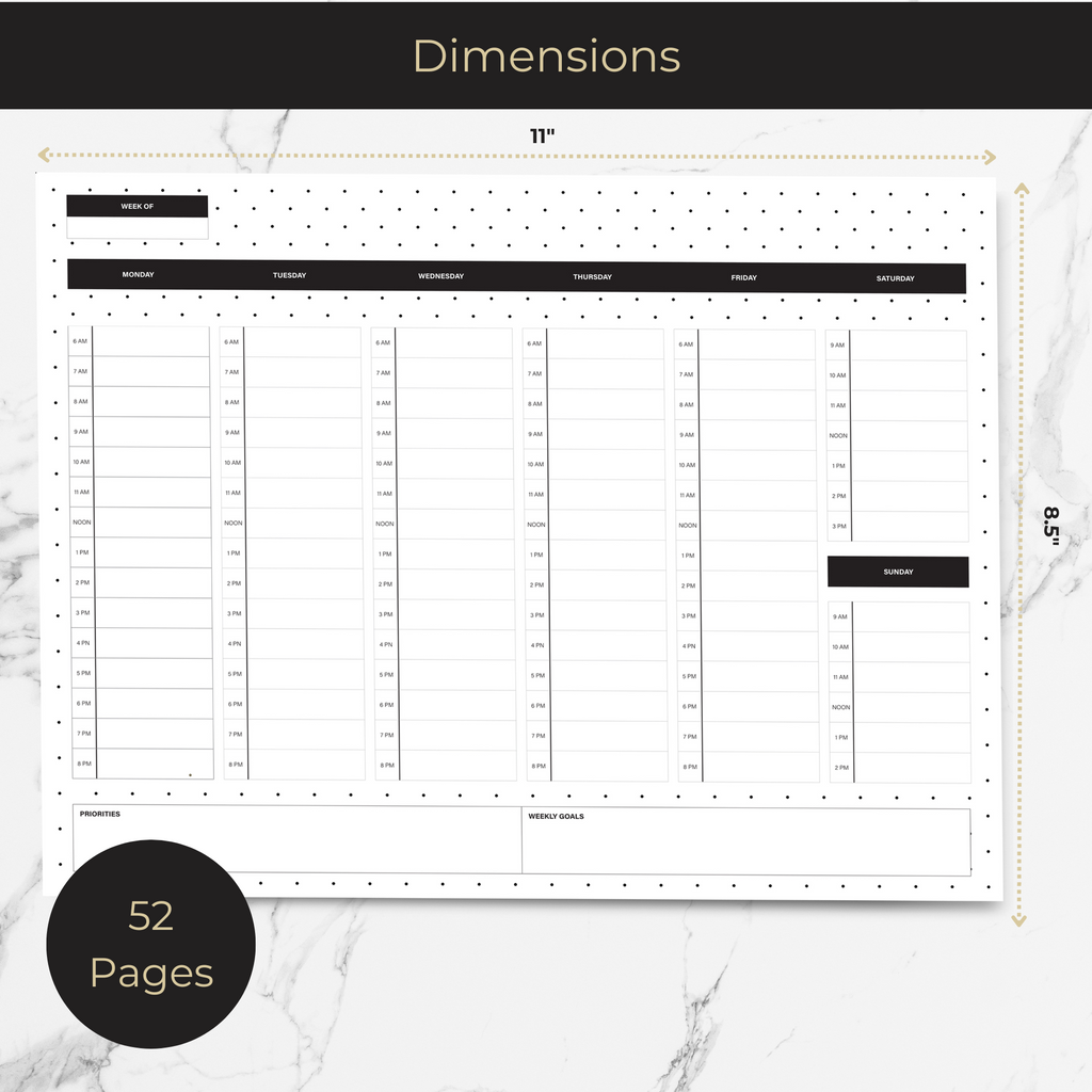 Dots Weekly Notepad - Time Blocking Pad with 52 Tear-Off Sheets - Beau ...