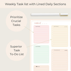 Pastel Border Weekly Planner Notepad – Weekly To-Do List with 52 Tear-Off Sheets – Soft Pastel Weekly Planner Pad with Calendar, Goals, and Priorities