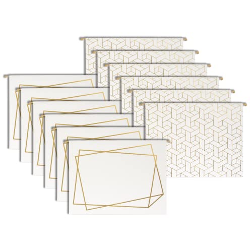 Set of 12 Cream White Cute Hanging File Folders Letter Size with Geome ...