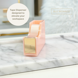 Acrylic Cute Pastel Pink Tape Dispenser – Sleek Desktop Tape Cutter for Office & Home Desk– Smooth Cutting Blade & Non-Slip Base – Fits Standard & Large Rolls
