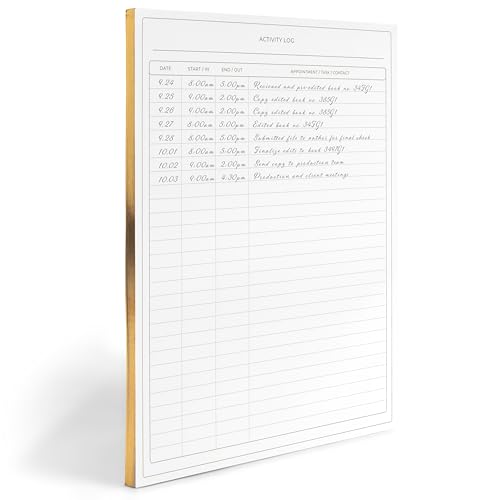 Activity Log Notepad - Log Comprehensive 50-Page - Sign in Sheet - Your Ultimate Activity Log, and Daily Log for Work by Blu Monaco