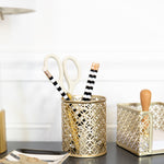 Load image into Gallery viewer, BLU MONACO Gold Pen Cup - Metal Pencil Cup - Gold Desktop Pencil Holder - Desk Pen Holder
