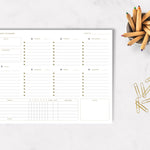 Load image into Gallery viewer, Undated Weekly Planner Pad - Undated Planner Weekly Calendar Pad - 8.5 x 11 Tear off 50 PG Gold Edge Weekly Desk Pad - Weekly Notepad - Weekly Planner Pad Tear Off Undated Calendar Weekly Planning Pad
