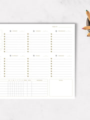 Load image into Gallery viewer, Undated Weekly Planner Pad - Undated Planner Weekly Calendar Pad - 8.5 x 11 Tear off 50 PG Gold Edge Weekly Desk Pad - Weekly Notepad - Weekly Planner Pad Tear Off Undated Calendar Weekly Planning Pad