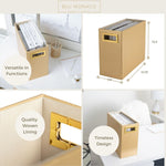 Load image into Gallery viewer, Gold Magazine Basket, Gold Magazine Holder, Gold Magazine Rack, Magazine Holder Floor, and Magazine Holder Bathroom Storage Décor Stylish Book Basket and Magazine Organizer - Narrow Basket Blu Monaco
