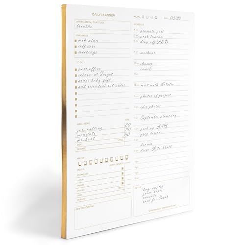 Daily To Do List Notepad for Work - Daily Planner Pad 8.5 x 11 50 Sheet with Gold Edge - Daily Planner Notepad - Daily Schedule Board - Daily Plan - Daily Notepad - Work To Do List Notebook Organizer