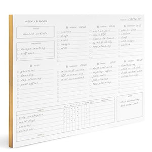 Black Weekly Planning Pad - Undated Calendar Notepad with 52 Tear-Off Sheets - Versatile Organizer for To-Do Lists, Scheduling, and Desk Planning