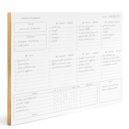 Weekly Planner pad - Weekly Calendar Notepad with 50 Tear-Off Sheets - Versatile Weekly Planning, To-Do Lists, and Calendar Management - Undated Weekly Planner Notepad for Desk Planner by Blu Monaco