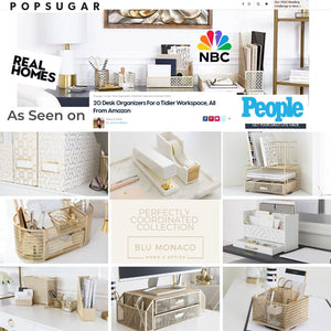 Load image into Gallery viewer, Magazine Basket: Grey Leather Bathroom Magazine Holder - Stylish Modern Magazine Rack and Newspaper Stand, Decorative Floor-Mounted Magazine Holder for Stylish Bathroom Organization, by Blu Monaco
