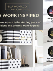 Load image into Gallery viewer, BLU MONACO Set of 4 Stylish Magazine File Boxes - 2 Black and White Stripes and 2 Polka Dots - Office Organization and Storage, Paper Organizer for Desk - Workspace and Classroom Organization
