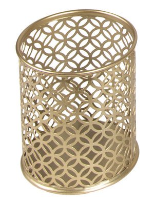 Load image into Gallery viewer, BLU MONACO Gold Pen Cup - Metal Pencil Cup - Gold Desktop Pencil Holder - Desk Pen Holder
