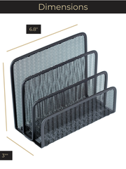 Load image into Gallery viewer, Black Metal Mesh Letter Sorter – 3-Slot Mail Organizer for Desk, Office &amp; Home
