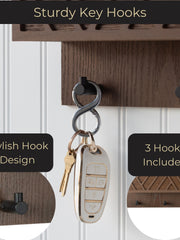Load image into Gallery viewer, Mail Organizer Wall Mounted - Brown Wooden Mail Holder for Modern Keys Holder
