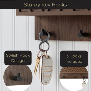 Load image into Gallery viewer, Mail Organizer Wall Mounted - Brown Wooden Mail Holder for Modern Keys Holder
