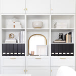 Load image into Gallery viewer, BLU MONACO Foldable Black Magazine File Holder with Gold Label Holder - Set of 6 Cardboard Magazine File Boxes Desk File Organizer
