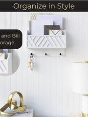 Load image into Gallery viewer, Mail Organizer Wall Mounted - White Wooden Mail Holder for Wall - Key Hanger
