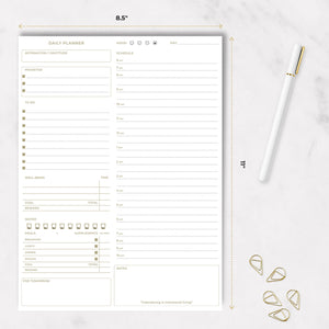 Daily To Do List Notepad for Work - Daily Planner Pad 8.5 x 11 50 Sheet with Gold Edge - Daily Planner Notepad - Daily Schedule Board - Daily Plan - Daily Notepad - Work To Do List Notebook Organizer