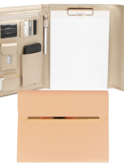 Load image into Gallery viewer, BLU MONACO Pink Vegan Leather Portfolio Binder for Women - Professional Padfolio with Magnetic Closure &amp; Gold Trim, Business Organizer Case
