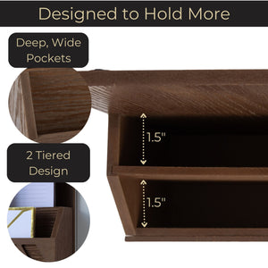 Load image into Gallery viewer, Mail Organizer Wall Mounted - Brown Wooden Mail Holder for Modern Keys Holder
