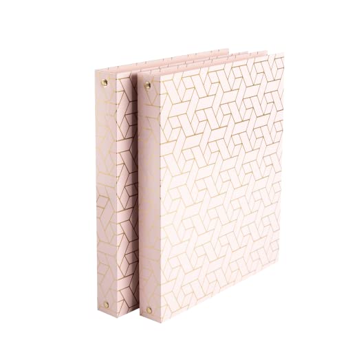 Geometric Gold Foil Lighter Pink Binder 3 Ring - Set of 2-1 Inch Binde