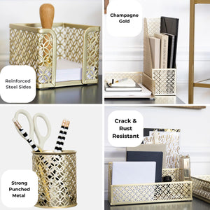Load image into Gallery viewer, Gold Desk Accessories for Women Office 6 Piece Gold Desk Set Gold Office Organizer - Office Supplies Gold - Office Organization Set - Desk Organizer for Women Gold Desk Sets and Accessories for Women
