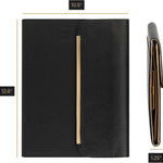 Load image into Gallery viewer, Portfolio Binder - Black Vegan Leather Padfolio for Women - Leather Portfolio Folder with Gold Trim - Portfolio Organizer Notebook - Professional Binder Folio - Business Portfolio Case by Blu Monaco
