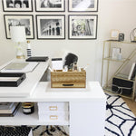 Load image into Gallery viewer, BLU MONACO Natural Wood Desktop Pen Organizer with Drawer - Stylish and Versatile Pen Holder and Stationery Organizer for Office and Art Supplies. 6 Convenient Storage Compartments and Drawer
