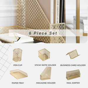 Load image into Gallery viewer, Gold Desk Accessories for Women Office 6 Piece Gold Desk Set Gold Office Organizer - Office Supplies Gold - Office Organization Set - Desk Organizer for Women Gold Desk Sets and Accessories for Women
