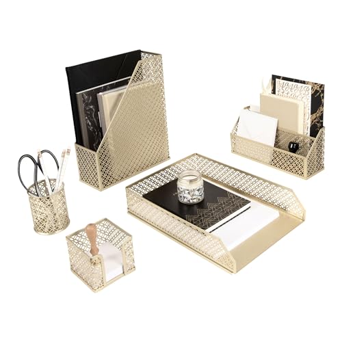  Gold Desk Accessories for Women Office 6 Piece Gold