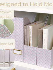 Load image into Gallery viewer, Foldable Magazine File Holder Set of 4 with Moroccan Tile Design – Decorative Cardboard Magazine Organizer for Home, Office &amp; Dorm Room