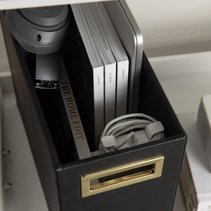 Load image into Gallery viewer, BLU MONACO Magazine Rack Floor: Leather Covered Wood Magazine Rack - Black Magazine Rack and Newspaper Holder - Stylish Magazine Holder Bathroom - Black Magazine Basket - Magazine Racks for Home
