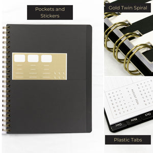 2024 Weekly Planner Large with Black and White Stripe Design